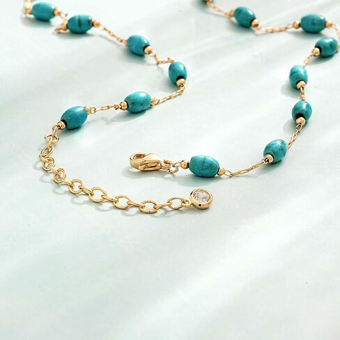 Necklace Sets for Women 14K Gold Plated Oval Turquoise Necklaces Phoenix Plume Dainty Necklace Everyday Jewelry Gifts in Saudi Arabia