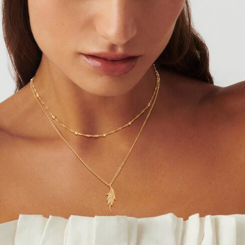Necklace Sets for Women 14K Gold Plated Oval Turquoise Necklaces Phoenix Plume Dainty Necklace Everyday Jewelry Gifts in Saudi Arabia