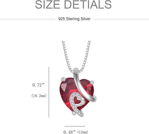 Women 925 Sterling Silver Heart Pendant Necklace Earrings Red July Birthstone Ruby Color Jewelry Set in Saudi Arabia