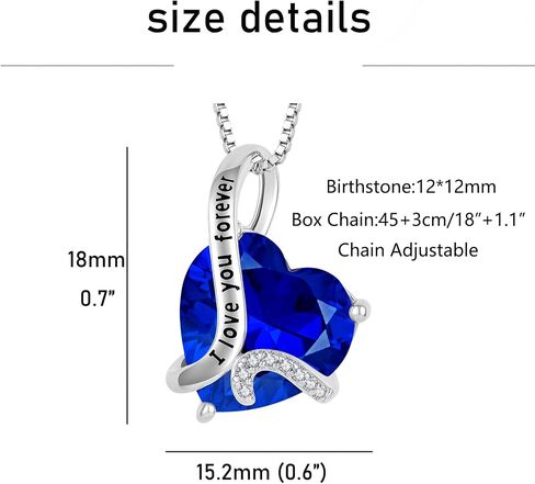 Heart September Birthstone Sapphire Jewelry Set - "I Love You Forever" Engraved Blue Pendant Necklace & Drop Earrings Hypoallergenic Jewelry for Women, Valentine's Day Birthday Mother's Day in Kuwait