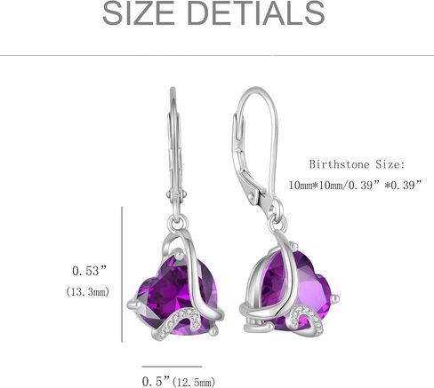 Heart February Birthstone Amethyst Jewelry Set - "I Love You Forever" Engraved Purple Pendant Necklace & Drop Earrings Hypoallergenic Jewelry for Women Valentine's Day Birthday Mother's Day in Saudi Arabia
