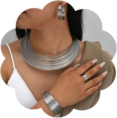 Chunky Statement Gold Jewelry Set for Women Exaggerated Geometric Asymmetrical Pendant Necklace Drop Earrings Boho Trendy 2pcs Party Jewelry Set in Saudi Arabia