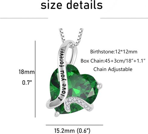 Heart May Birthstone Emerald Jewelry Set - "I Love You Forever" Engraved Green Pendant Necklace & Drop Earrings Hypoallergenic Jewelry for Women Valentine's Day Birthday Mother's Day Anniversary in Saudi Arabia
