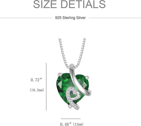 Women 925 Sterling Silver Heart Pendant Necklace Earrings Green May Birthstone Emerald Color Jewelry Set in Saudi Arabia