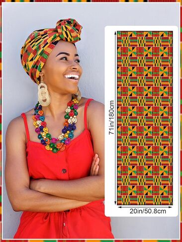 5 Pcs African Skirt Head Wrap Set Juneteenth African Attire Kente Print Dress Womens Black History Outfits in Saudi Arabia
