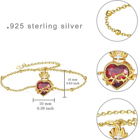 Sacred Heart of Jesus Bracelet 925 Sterling Silver Jesus Bracelet Religious Jewelry Gift for Women in Saudi Arabia