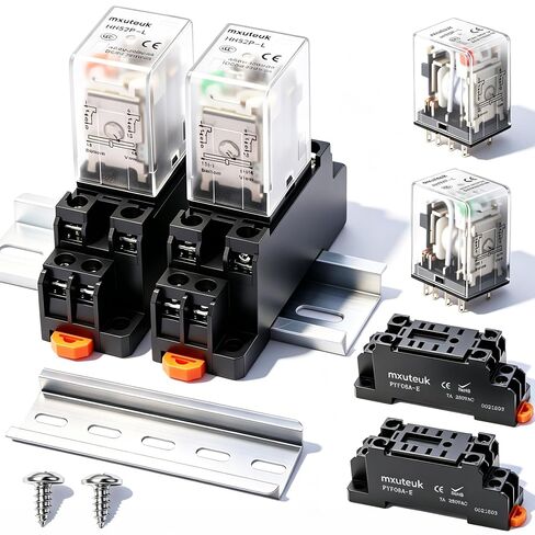 MXUTEUK 2PCS HH52P DC 24V COIL 8 PIN 5A DPDT مؤشر مؤشر الكهرومغناطيسي ، مع قاعدة ، مع الألومنيوم السكك الحديدية DIN in Kuwait