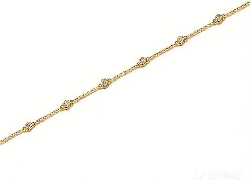 Cubic Zirconia Station Bracelet for Women, 14K Gold Plated or 925 Sterling Silver, Dainty Adjustable Chain, Stackable Minimalist Jewelry in Kuwait