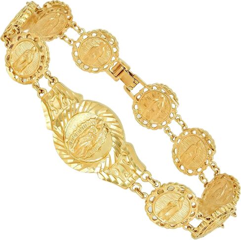 LIFETIME JEWELRY Lady of Guadalupe Emblem Link Bracelet for Men & Women 24K Gold Plated in Saudi Arabia