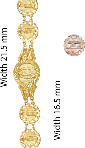 LIFETIME JEWELRY Lady of Guadalupe Emblem Link Bracelet for Men & Women 24K Gold Plated in Saudi Arabia