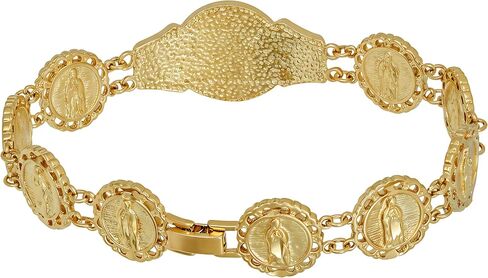 LIFETIME JEWELRY Lady of Guadalupe Emblem Link Bracelet for Men & Women 24K Gold Plated in Saudi Arabia