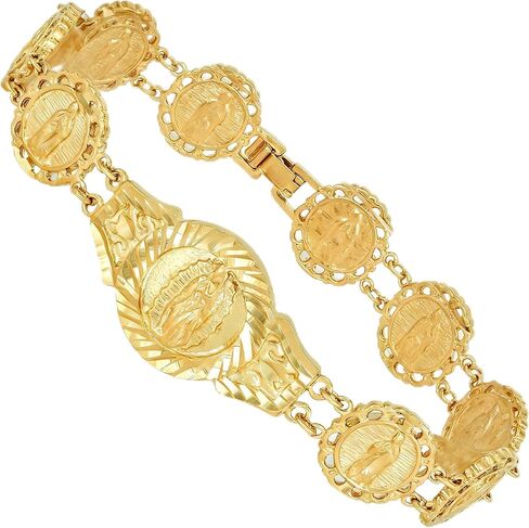 LIFETIME JEWELRY Lady of Guadalupe Emblem Link Bracelet for Men & Women 24K Gold Plated in Saudi Arabia