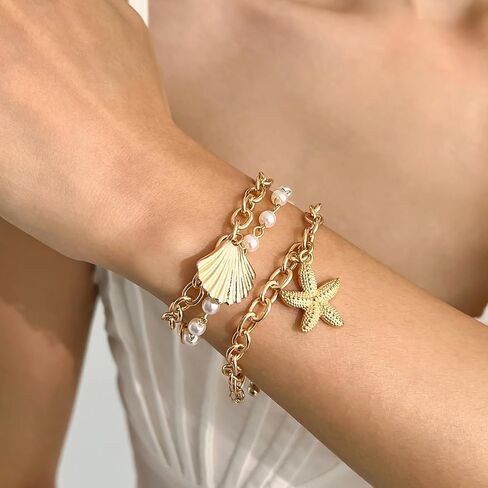 Bracelet Set for Women Summer Bracelets Beach Jewelry Bead Bracelet Ladies Fashion Jewelry Versatile Bracelet Gifts for Women in Kuwait