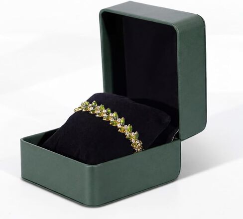 Bracelets Jewelry for Women, 14K Gold Plated Green Crystal Leaf Link Bracelet, Handmade Adjustable Chain, Non Tarnish Trendy Dainty Evening Dress Gift,6.3 in+2 in Extender,with Gift Box in Saudi Arabia