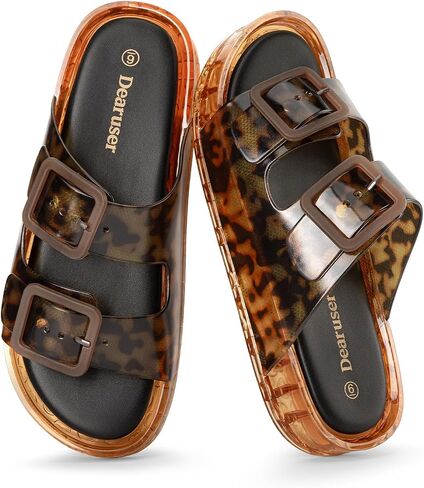 Women's Beach Sandals Comfortable Slip On Waterproof Pool Slides Fashion Leopard Slide Sandals for Travel Vacation Casual Wear Size 10 in Saudi Arabia