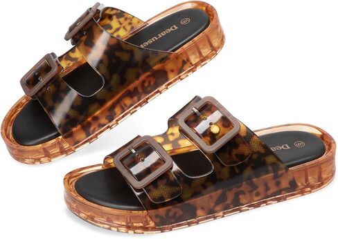 Women's Beach Sandals Comfortable Slip On Waterproof Pool Slides Fashion Leopard Slide Sandals for Travel Vacation Casual Wear Size 10 in Saudi Arabia