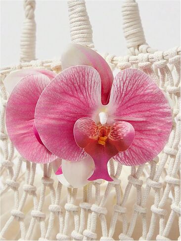 MakeMeChic Women's 3D Floral Starfish Seashell Tote Handbags Hollow Out Double Handles Summer Beach Bags in Kuwait
