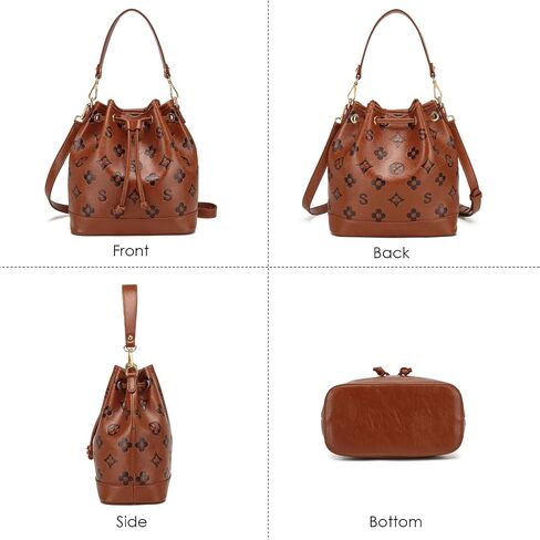 Travistar 2 Piece Bucket Bag for Women - Embossed Vegan Leather Crossbody Shoulder Handbags Satchel Purse Tote Set 2 Straps in Saudi Arabia