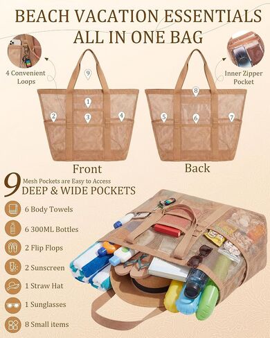 Sadnyy 3 Pcs Beach Hat and Mesh Tote Bag Set Women UV Protection for Summer Outdoor Travel Sunglass, Wide Brim Straw Sun Hat(Sun Visor Hat) in Kuwait