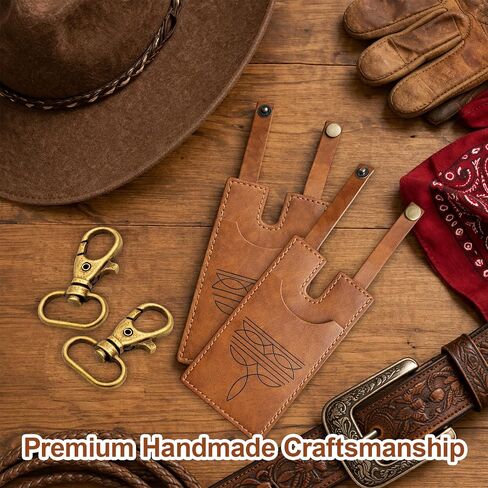 Boot Wallet for Women, 2 Pack Brown Western Style Leather Wallets, Antique Bronze Belt Clip, Compact Design for Secure Storage, Durable Construction with Classic Western Accents in Saudi Arabia