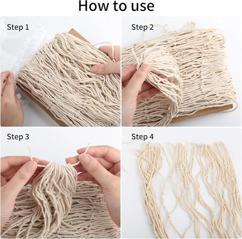 4PCS Natural Cotton Hawaiian Fish Net Decorations, Nautical Themed Cotton Fishnet Party Decor, Fishnet Fabric Wall Hanging for Ocean Theme Party in Kuwait