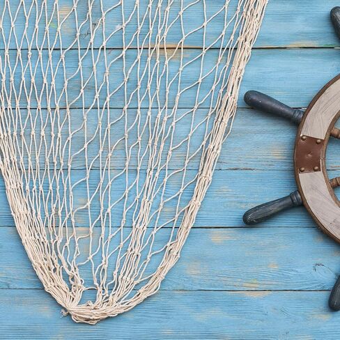 4PCS Natural Cotton Hawaiian Fish Net Decorations, Nautical Themed Cotton Fishnet Party Decor, Fishnet Fabric Wall Hanging for Ocean Theme Party in Kuwait