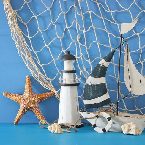 4PCS Natural Cotton Hawaiian Fish Net Decorations, Nautical Themed Cotton Fishnet Party Decor, Fishnet Fabric Wall Hanging for Ocean Theme Party in Kuwait
