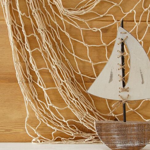 4PCS Natural Cotton Hawaiian Fish Net Decorations, Nautical Themed Cotton Fishnet Party Decor, Fishnet Fabric Wall Hanging for Ocean Theme Party in Kuwait