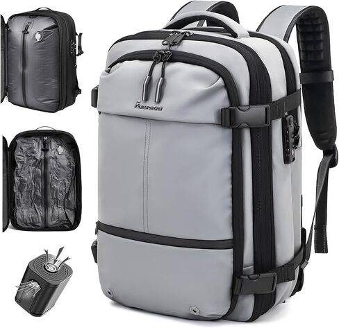 Travel Backpack with Vacuum System,60L Expandable Vacuum Backpack Travel with TSA Lock,17.3 inch Laptop Backpacks Vacpack Backpacks with Vacuum(Black,External Air Pump) in Saudi Arabia