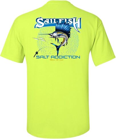 Salt Addiction Sailfish Performance Fishing T-Shirt, Royal Blue, Cotton Poly Blend, S-5XL, Short Sleeve, Graphic Print Design in Saudi Arabia