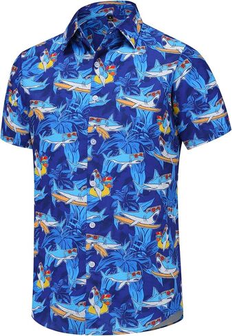 Men's Hawaiian Shirts Short Sleeve Casual Button Down Floral Summer Tropical Beach Hawaiian Shirts for Men in Saudi Arabia