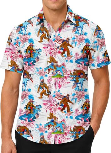 Men's Hawaiian Shirts Short Sleeve Casual Button Down Floral Summer Tropical Beach Hawaiian Shirts for Men in Kuwait