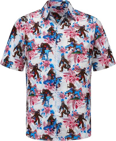 Men's Hawaiian Shirts Short Sleeve Casual Button Down Floral Summer Tropical Beach Hawaiian Shirts for Men in Kuwait
