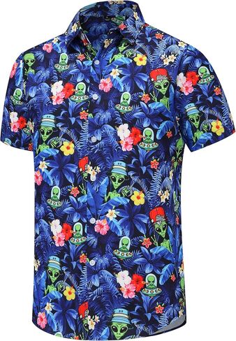 Men's Hawaiian Shirts Short Sleeve Casual Button Down Floral Summer Tropical Beach Hawaiian Shirts for Men in Kuwait
