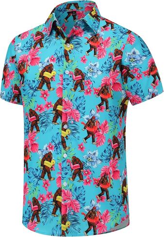 Men's Hawaiian Shirts Short Sleeve Casual Button Down Floral Summer Tropical Beach Hawaiian Shirts for Men in Kuwait