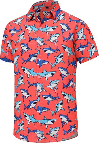 Men's Hawaiian Shirts Short Sleeve Casual Button Down Floral Summer Tropical Beach Hawaiian Shirts for Men in Kuwait