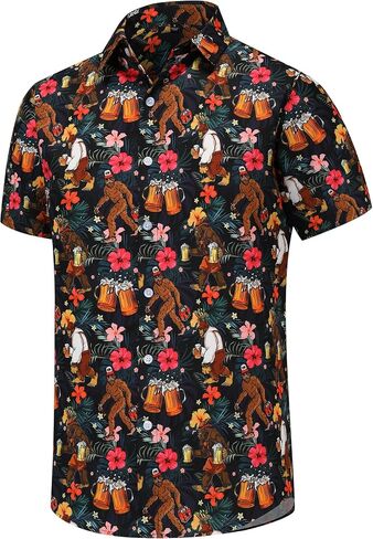 Men's Hawaiian Shirts Short Sleeve Casual Button Down Floral Summer Tropical Beach Hawaiian Shirts for Men in Kuwait