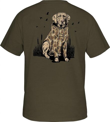 Drake Waterfowl Men’s Old School Camo Lab Short Sleeve T-Shirt – Cotton Blend Graphic Hunting Dog Shirt with Pocket in Kuwait