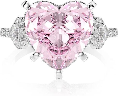 14K Solid Gold over S925 Sterling Silver Women Engagement Ring with 6ct Heart Shaped 12 * 12MM Pink Moissanite, Unforgettable Proposal Gift in Saudi Arabia