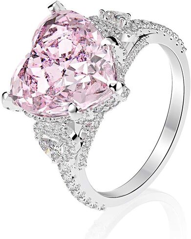 14K Solid Gold over S925 Sterling Silver Women Engagement Ring with 6ct Heart Shaped 12 * 12MM Pink Moissanite, Unforgettable Proposal Gift in Saudi Arabia