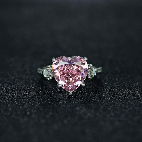 14K Solid Gold over S925 Sterling Silver Women Engagement Ring with 6ct Heart Shaped 12 * 12MM Pink Moissanite, Unforgettable Proposal Gift in Saudi Arabia