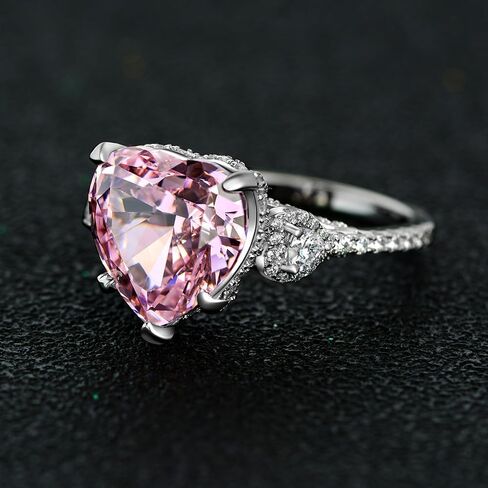 14K Solid Gold over S925 Sterling Silver Women Engagement Ring with 6ct Heart Shaped 12 * 12MM Pink Moissanite, Unforgettable Proposal Gift in Saudi Arabia