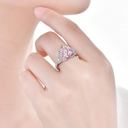 14K Solid Gold over S925 Sterling Silver Women Engagement Ring with 6ct Heart Shaped 12 * 12MM Pink Moissanite, Unforgettable Proposal Gift in Saudi Arabia