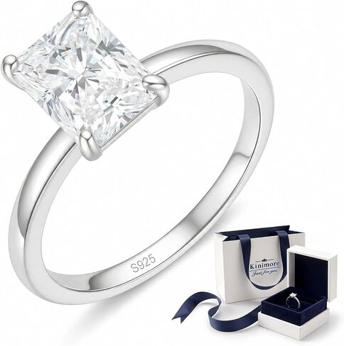 3 Carat Moissanite Engagement Rings for Women, Radiant Cut Engagement Ring 925 Sterling Silver Wedding Bands Promise Travel Rings, D Color VVS3 Moissanite Jewelry Valentines Day Gift for Her Size 6 in Saudi Arabia