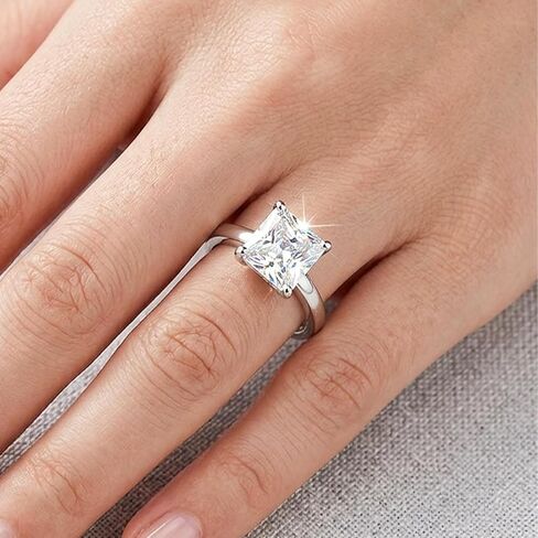 3 Carat Moissanite Engagement Rings for Women, Radiant Cut Engagement Ring 925 Sterling Silver Wedding Bands Promise Travel Rings, D Color VVS3 Moissanite Jewelry Valentines Day Gift for Her Size 6 in Saudi Arabia