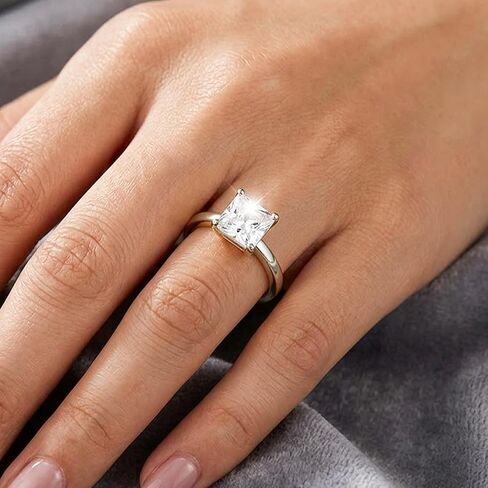 3 Carat Moissanite Engagement Rings for Women, Radiant Cut Engagement Ring 925 Sterling Silver Wedding Bands Promise Travel Rings, D Color VVS3 Moissanite Jewelry Valentines Day Gift for Her Size 6 in Saudi Arabia