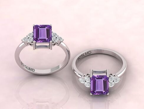 LMDPRAJAPATIS Created Amethyst CZ zircon Square Cut Engagement Ring For Women Ring Size 5-10 in Kuwait