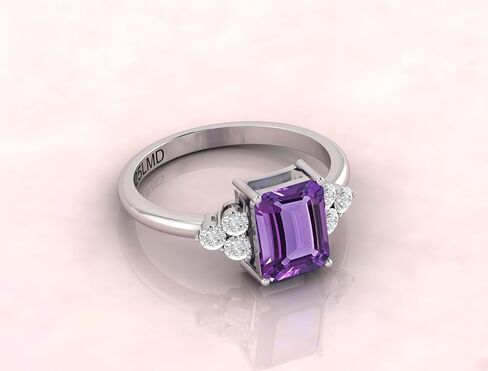 LMDPRAJAPATIS Created Amethyst CZ zircon Square Cut Engagement Ring For Women Ring Size 5-10 in Kuwait