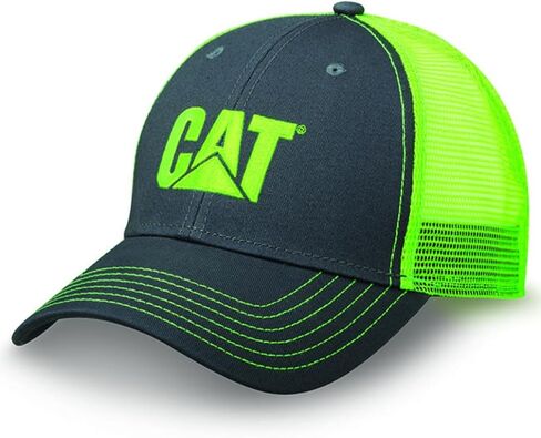 Caterpillar Equipment Bright Neon Green & Charcoal Gray Mesh Twill Cap/Hat in Kuwait
