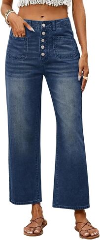 Wide Leg Jeans for Women Trendy High Waisted Denim Pants Trousers in Saudi Arabia
